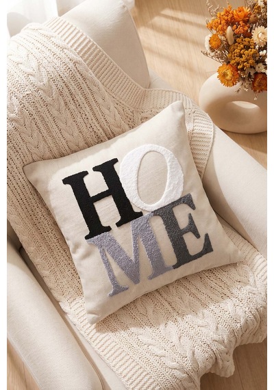 Home Yazılı Punch Dekoratif Kırlent Kılıfı Çok Renkli