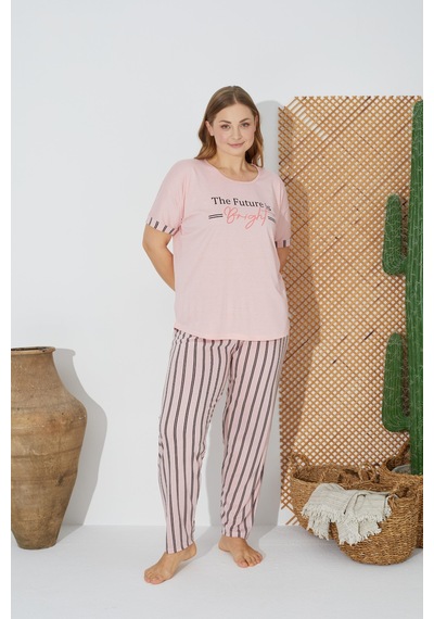 Estiva 24071 Büyük Beden Kadın Kısa Kol Pijama Takımı 001