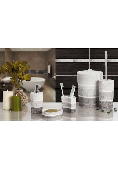 Primanova Lalalent 5 Li Banyo Seti Polyester Beyaz - Gri