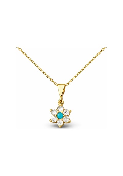 Gümüş Mavi Taşlı Gold Çiçek Kadın Set Çok Renkli 36689892