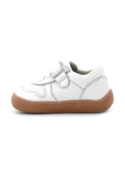 Rakerplus Bob Hakiki Deri Beyaz Barefoot Cırtlı Lastikli Bebek Sneaker Ayakkabı Beyaz