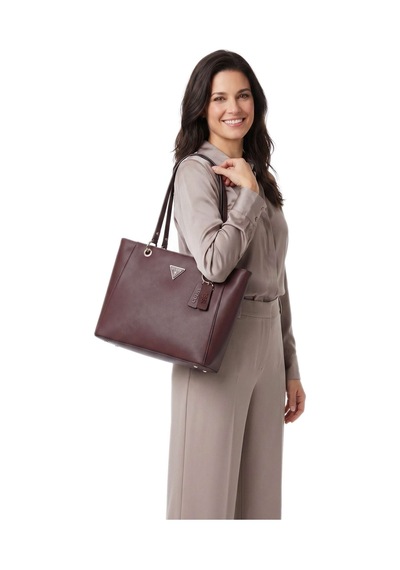Guess Noelle Saffiano Shopper Kadın Omuz Çantası Hwzg9672250 Burgundy