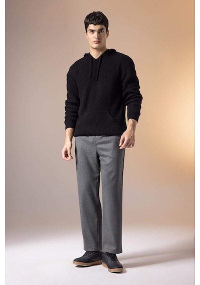 Defacto Pantolon Relax Fit Beli Bağcıklı Cepli Basic Düz Düz Paça B7336AX23WNAR162 Antrasit