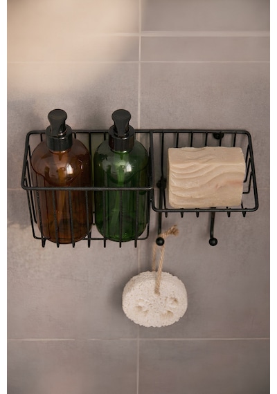 Sas Haus Siyah Banyo Düzenleyici Şampuanlık, Duş Rafı, 30,5x11x9,5 Cm Yapıştır/vidala - Aş-01 Siyah