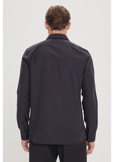 AC&Co / Altınyıldız Classics Erkek Sıyah Pamuklu Slim Fit Dar Kesim Çizgili Klasik Yaka Gömlek Siyah AC&Co / Altınyıldız Classics Erkek Sıyah Pamuklu Slim Fit Dar Kesim Çizgili Klasik Yaka Gömlek Siyah