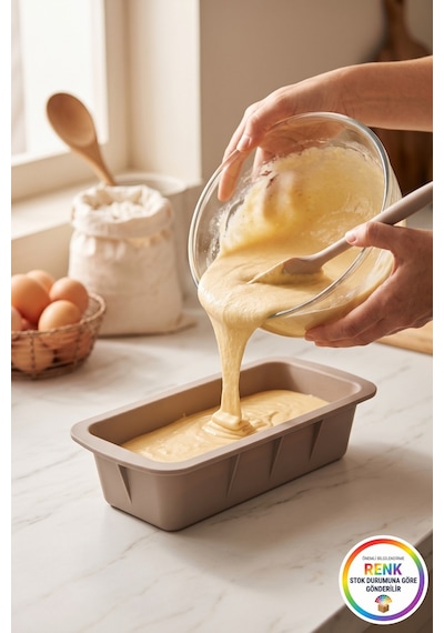 Silikon Baton Kek Kalıbı Dikdörtgen Yapışmaz Kolay Çıkan Ekmek Kek Pasta Kalıbı 27x14x7 Cm Çok Renkli