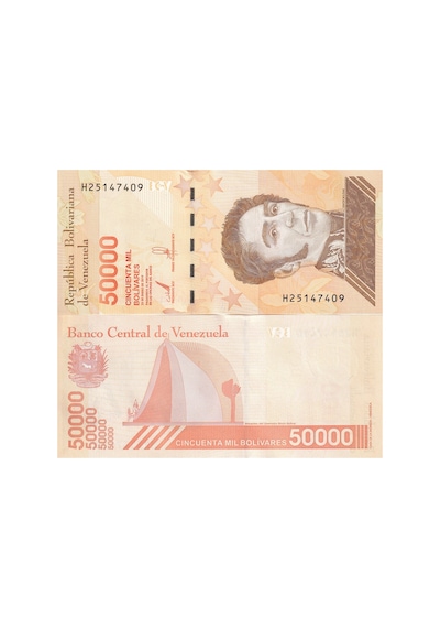 Venezuela 2019 Yılı 50.000 Bolivares Kağıt Para Çil Unc Koleksiyon Para