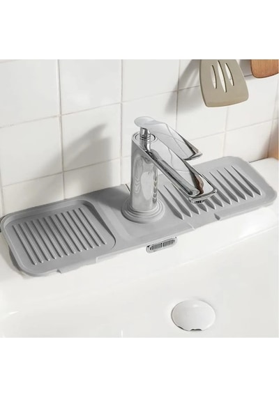 Bayev 2 Adet Elastik Musluk Matı Su Tutucu Düzenleyici Kaydırmaz Taban Organizer Mutfak Banyo Lavabo