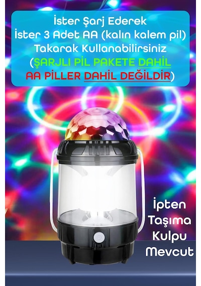 Şarjlı Rgb Projeksiyon Gökyüzü Gece Lambası Kamp Feneri Işıldak Powerbank Özellikli Pilli M001 Renkli