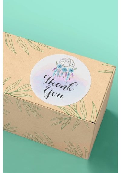Thank You Düş Kapanı Kargo Paket Sticker Etiketi 3x3cm St2056 Çok Renkli