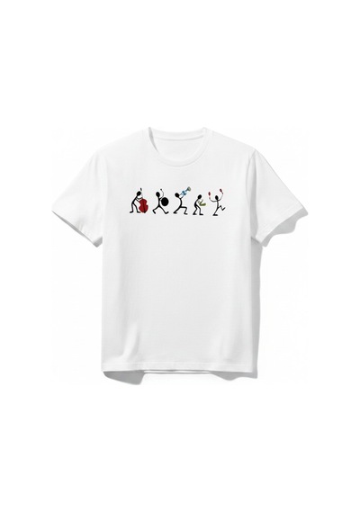 Urbantrendstore Erkek Çocuk Kız Çocuk Müzik Temalı Baskılı Unisex Bisiklet Yuvarlak Yaka Basic Kısa Kollu %100 Pamuk Tişört Beyaz