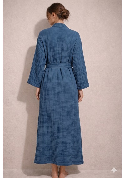 Estewomanfashion Müslin %100 Pamuk Kimono & Kaftan Koyu İndigo