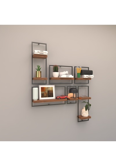 Rafkestir Milano Raf Seti - Model 6 Hareli Ceviz (Mat)
