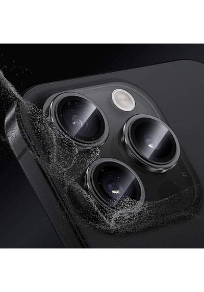 Apple Uyumlu   iPhone 16 Pro Max Benks Parlama Önleyici Glass Warrior Metal Kamera Lens Koruyucu Siyah