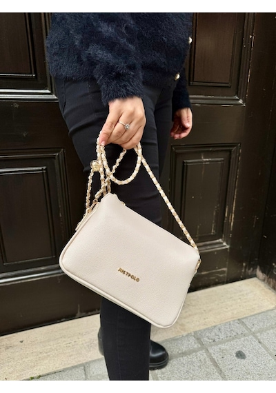 Just Polo Kadın Zincir Askılı Günlük Ve Özel Kullanıma Uygun Şık Tasarımlı Omuz & Çapraz Çanta Shoulder Bag Taş