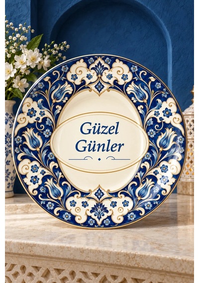Dekoratif Duvar Tabağı Gönülden Sözler Dekorlu Seramik Tabak Kırmızı
