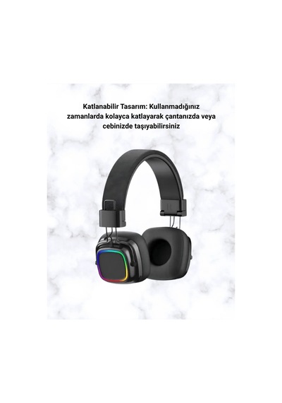 Rgb Işıklı Katlanabilir Bluetooth 5.3 Kulak Üstü Kulaklık Standart