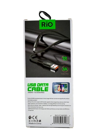 Rio X7 Mikro Usb Data Kablosu 18w Hızlı Şarj Ve Data Transfer