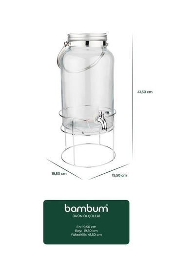 Bambum Crystal - Metal Standlı Cam Sebil 6l
