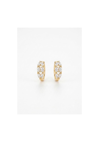 Xuping 14k Gold Rengi Kuyumcu İsçiligi Modern Tasarim Tas Detay Kararmaz Kadin Halka Küpe Krem - 903788081 Krem