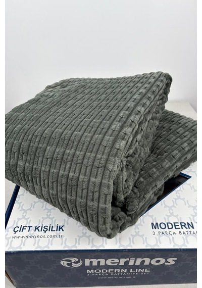 Merinos Twist Tek Kişilik Battaniye Seti Antrasit Antrasit