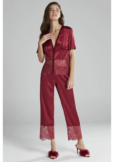 Pierre Cardin 6015 Kadın Dantelli Saten 6'lı Set-bordo Bordo