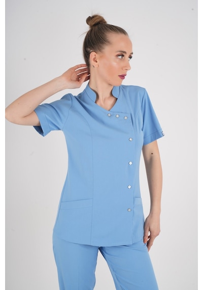 Aylu Model Soft Likra Bebe Mavisi Doktor Hemşire Hastane Scrubs Üniforma Takımı Bebe Mavi