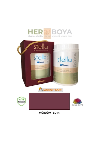 Stella Su Bazlı Saf Akrilik Boya Mürdüm 1lt Diğer
