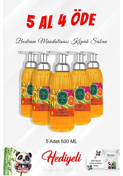 Köpük Sabun 500 Ml Bodrum Mandalinası 5 Al 4 Öde Ve Rosie Pamuk Diğer
