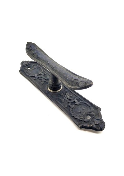 Antika Tarz Dekoratif Pirinç Çiçekli Pencere Kolu - 165x38 Mm, Oksit
