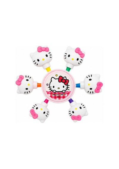 Hello Kitty Figürlü Stres Çarklı 6 Renk Mini Fosforlu Kalem Seti Pembe Pembe