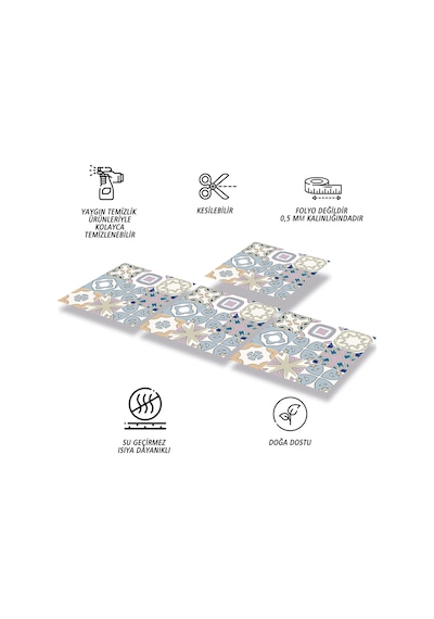 Tink KENDİNDEN YAPIŞKANLI RENKLİ KABUKİ DESENLİ PVC KARO 30X30