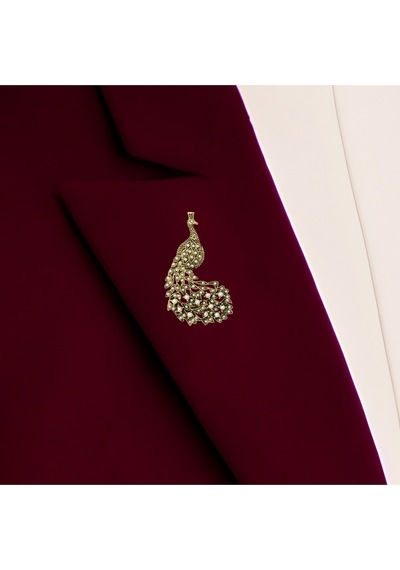İnci Tavuskuşu Motif Broş İnci