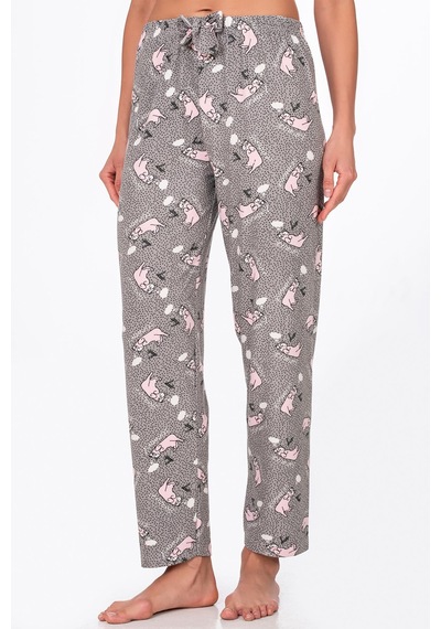Kompedan Kadın Süet Kedi Desenli Pijama Tek Alt Desen 1