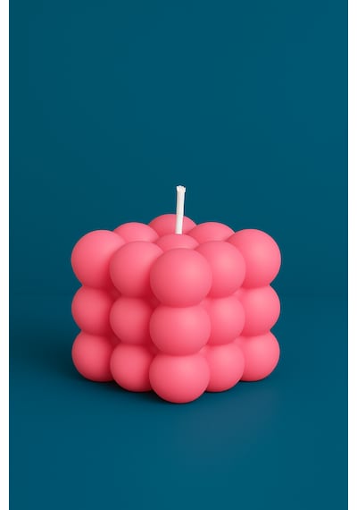 El Yapımı Kokulu Bubble Mum Dekoratif Tasarım Hediyelik Mum Pembe