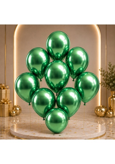 Yeşil Renk Lateks Krom Balon 30 Cm - 6 Adet