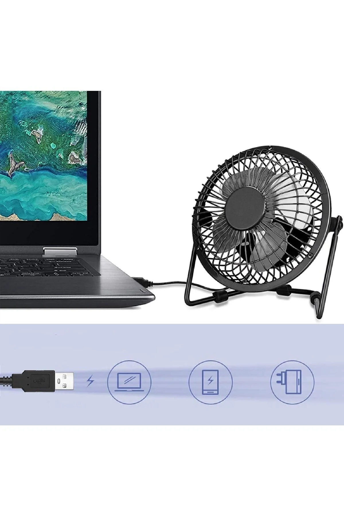 Masa Üstü Klima Usb Girişli Metal Serinletici Mini Vantilatör Fan