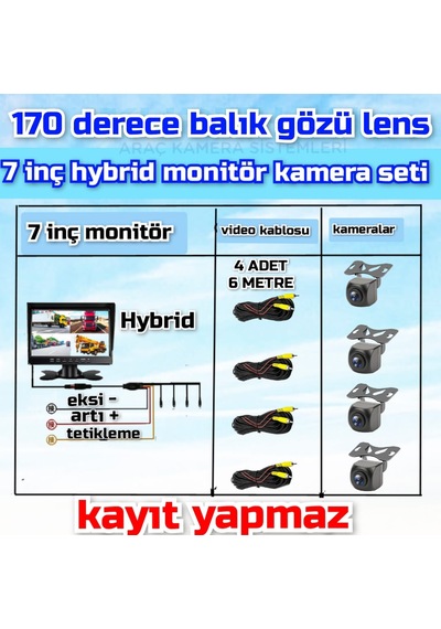 7 İnç Kayıtsız Ekran Ve 4 Adet Ahd 720p Balık Gözü 170'' Kamera