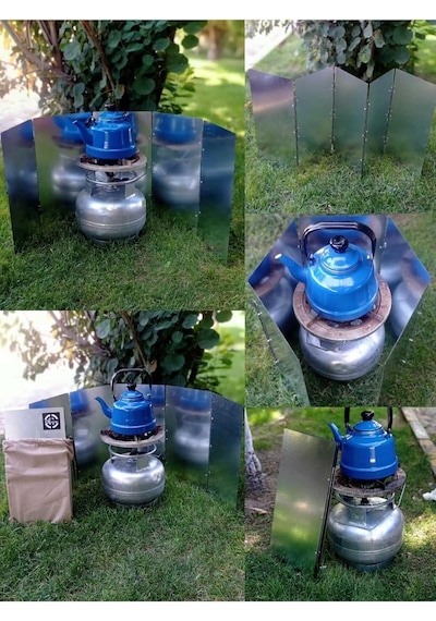 Nistabolje Açık Hava Kamp Ateşi Rüzgar Kesici Rüzgar Kalkanı Portatif Katlanabilir 100x40 Cm Çok Renkli