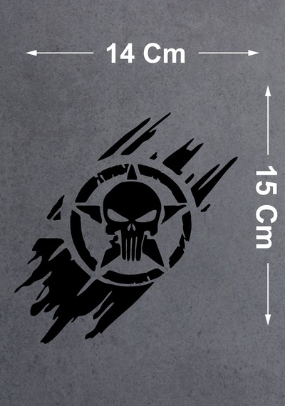 Kurukafa Punisher Sticker 2 Adet - Araba Oto Cam Motosiklet Karavan Sticker - 4x4 Offroad Kamp Adventure Sticker - 00100 15x14 Cm
