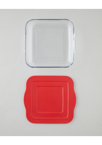 English Home Bake&serve Cam Kapaklı Kare Fırın Kabı 27 Cm Kırmızı Kırmızı