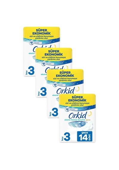 Orkid Extra Hassas Dörtlü Gece 14'Lü X 4 Adet