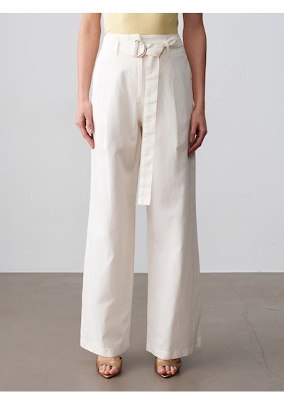 Dilvin 72673 Kemerli Pantolon-beyaz