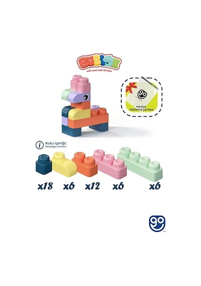 Yumuşak Yapı Blokları 48 Prc - Bublox Soft Bricks - Yumuşak Yapı Blokları