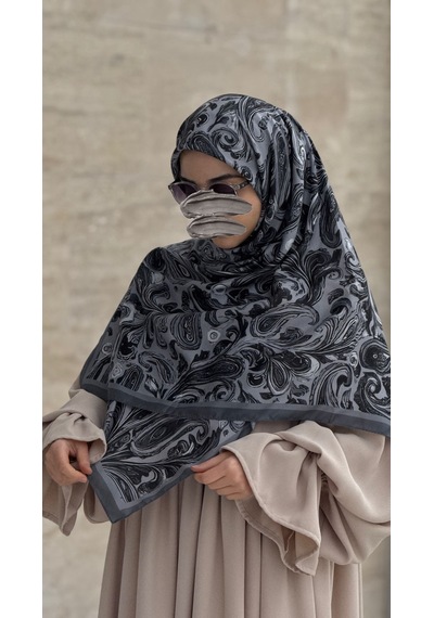 Qalortex Scarf Pamuklu Soft Açelya Desen Eşarp-siyah