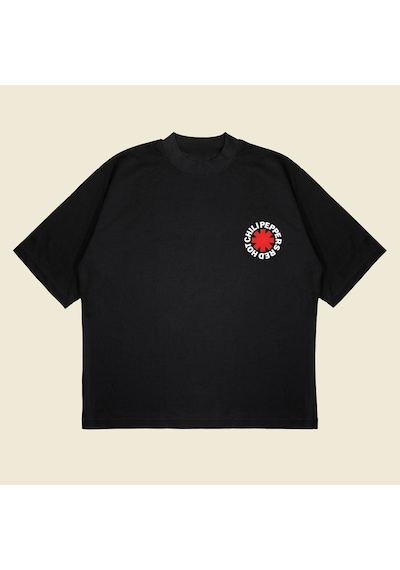 Startmore Red Hot Chili Peppers Baskılı Oversize Unisex Pamuklu Nefes Alan Kalın Kumaşlı Siyah
