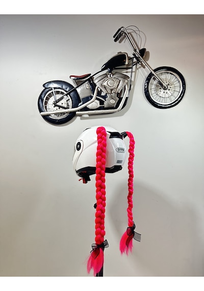 Motor & Motosiklet Neon Pembe Çift Örgü Saç Kask Dış Aksesuarı Diğer