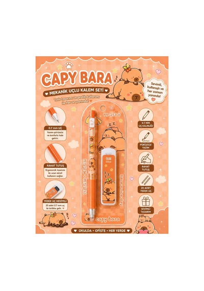 Capybara Desenli Uçlu Kalem Ve Yedek Uç Seti 0.7 Mm 1 Adet Set 4 4