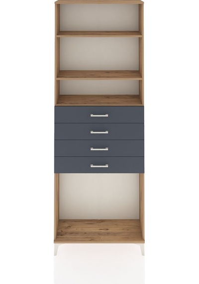 Arges Dolap 3 Raflı 4 Çekmeceli 88x30x243 Çam-antrasit Atlas Çam