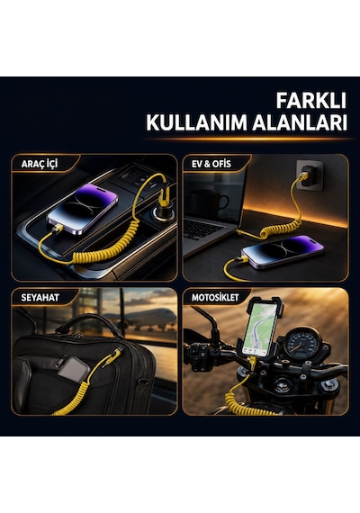 Büro Ev Ofis Telefonu İçin Esnek Spiral Hızlı Typec Ios Uyumlu Çoklu Şarj Kablosu